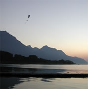 Sunset paragliding